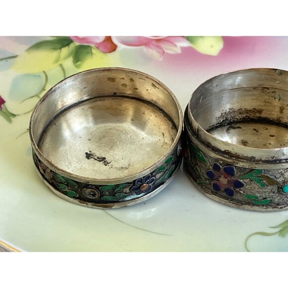 Antique Chinese Trinket Box Enamel Flowers Carved Tigers Eye Flower - Picture 6 of 14